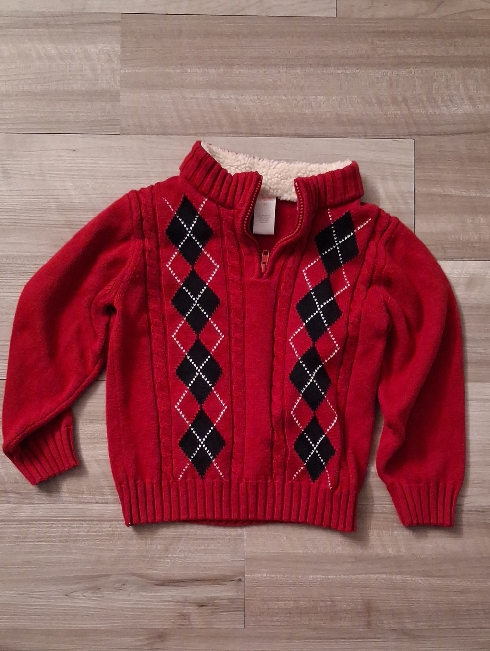 Gymboree Red Argyle Half-Zip Sweater Size 5T (O)